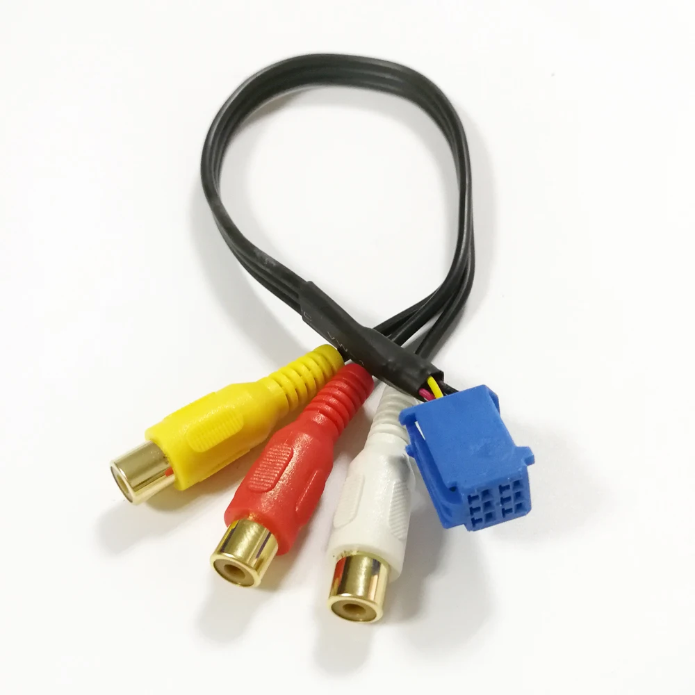 30 см RCA Женский аудио/видео AV In кабель провод для головного блока Toyota 6Pin Синий A/V