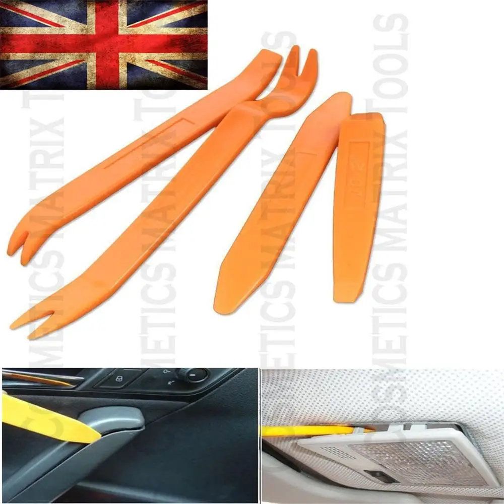 

4 Piece Car Door Plastic Trim Clip Panel Dash Remover Pry Tool Kit ABS Orange