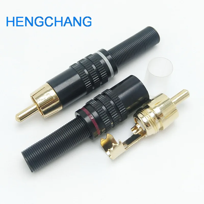 10 шт./лот DIY RCA штекер HIFI позолоченный Аудио кабель RCA Мужской Аудио Видео разъем золотой адаптер для кабеля