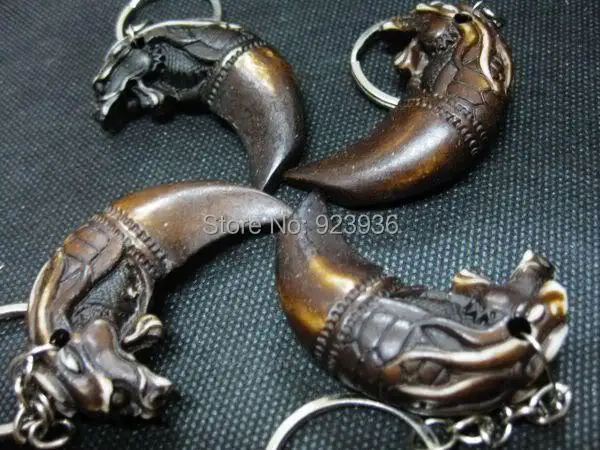 

FREE SHIPPING lots 15PCS Tibet Cool Men's Brown Sexy Cool Men's Lucky Dragon Totem yak bone Gothic amulet key-chain