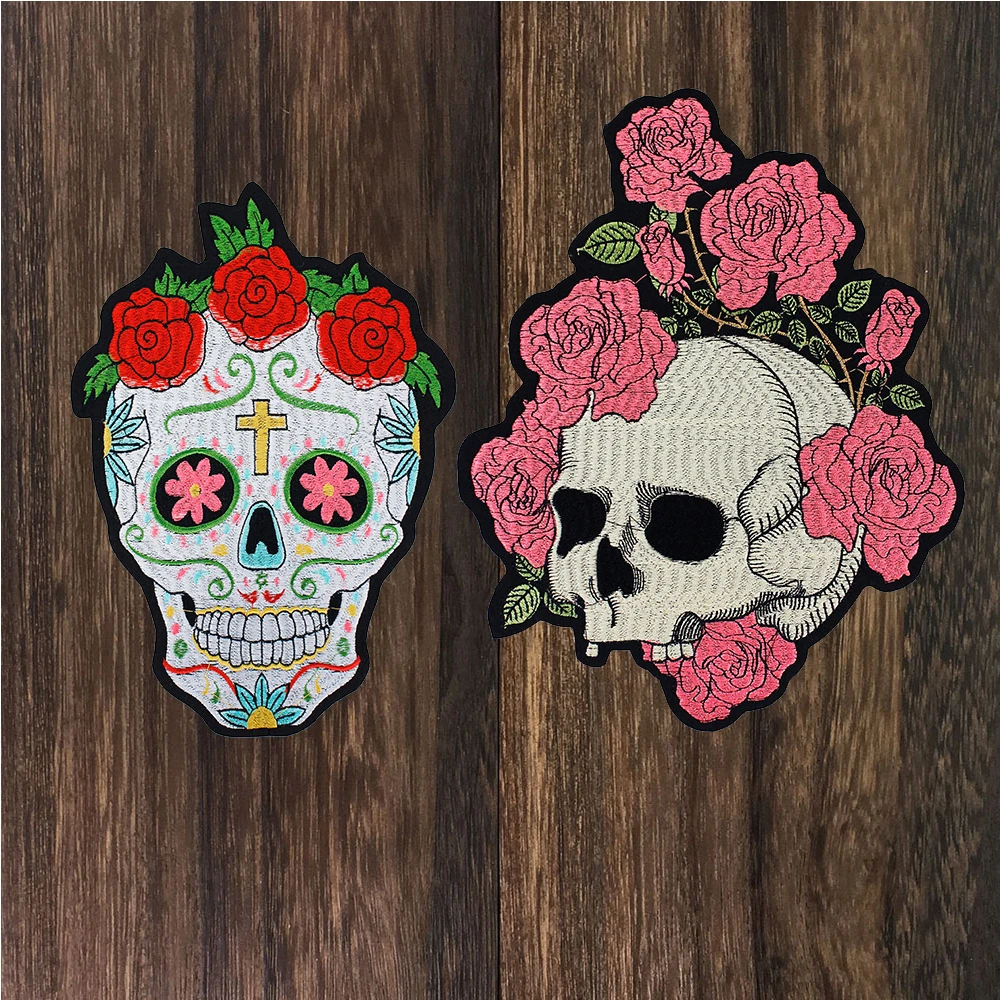 1 шт. патчи с вышитыми черепами в стиле панк рок цветами розами каркасом железные