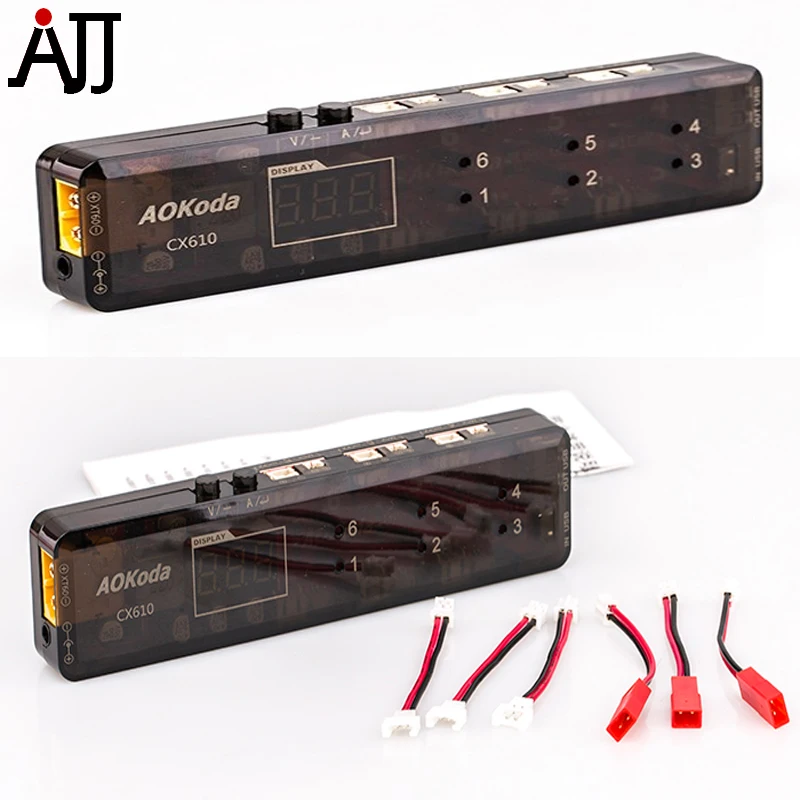 10 в 1 AOK CX610 6CH микро зарядное устройство 1S Lipo цифровое балансирующее Зарядное USB DC