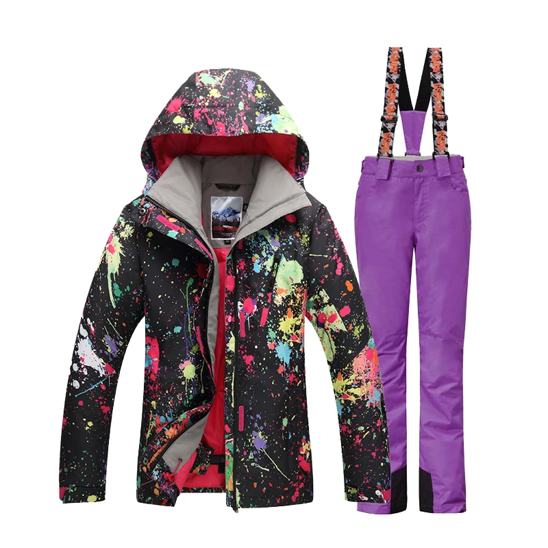 Gsou снег Лыжная куртка Брюки для девочек ветрозащитный Водонепроницаемый уличная