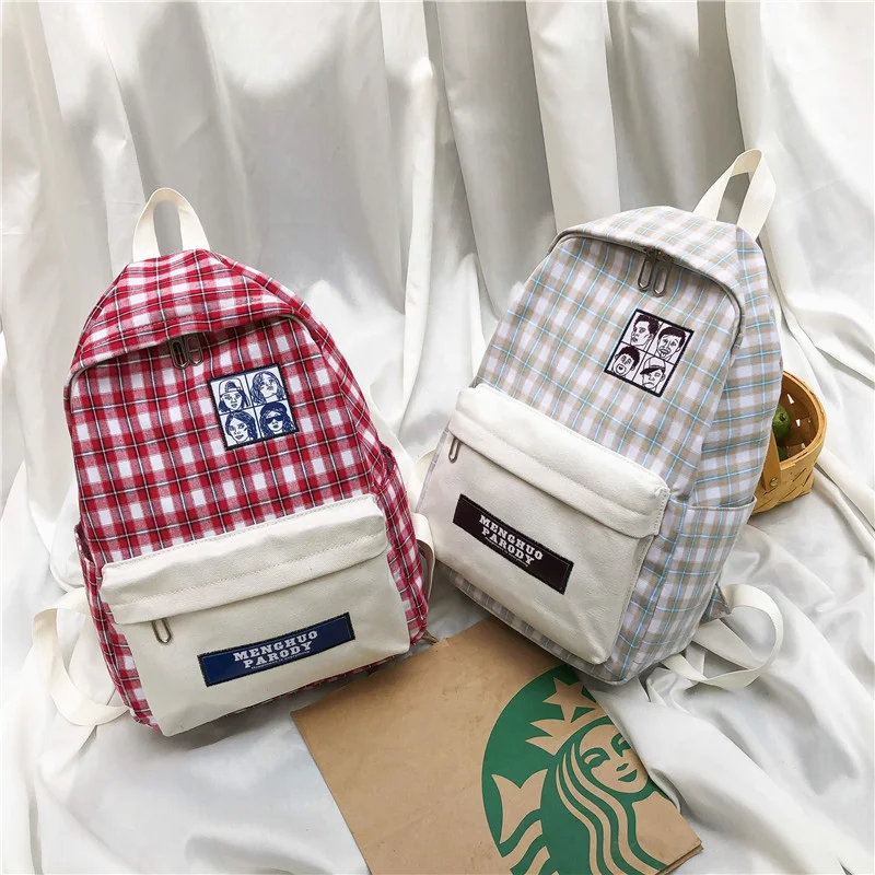 Menghuo маленький свежий клетчатый женский рюкзак новая модная Студенческая сумка