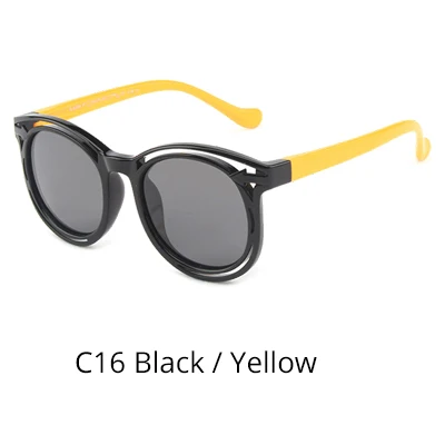 C16 Black - Yellow Ralferty небьющиеся очки Детские поляризованные новые TR90 для мальчиков и девочек детские солнцезащитные очки UV400 очки детские оттенки K8209 - Цвет линз: C16 Black - Yellow