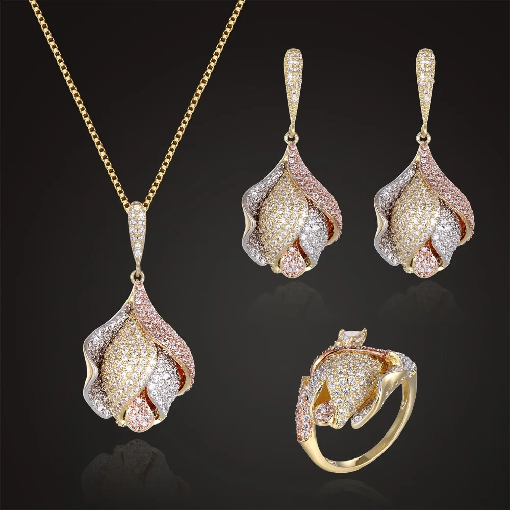 Набор ювелирных изделий Lanyika элегантные цветочные бутоны роскошные ожерелье с