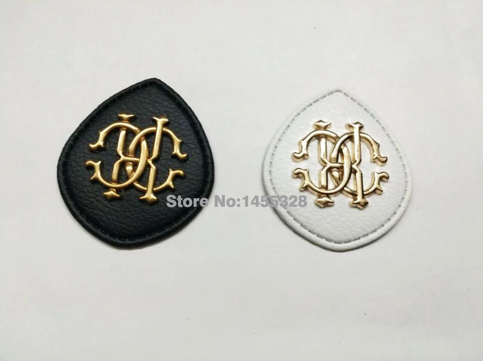 20 шт./лот черная/белая искусственная кожа Пришивные модные этикетки с