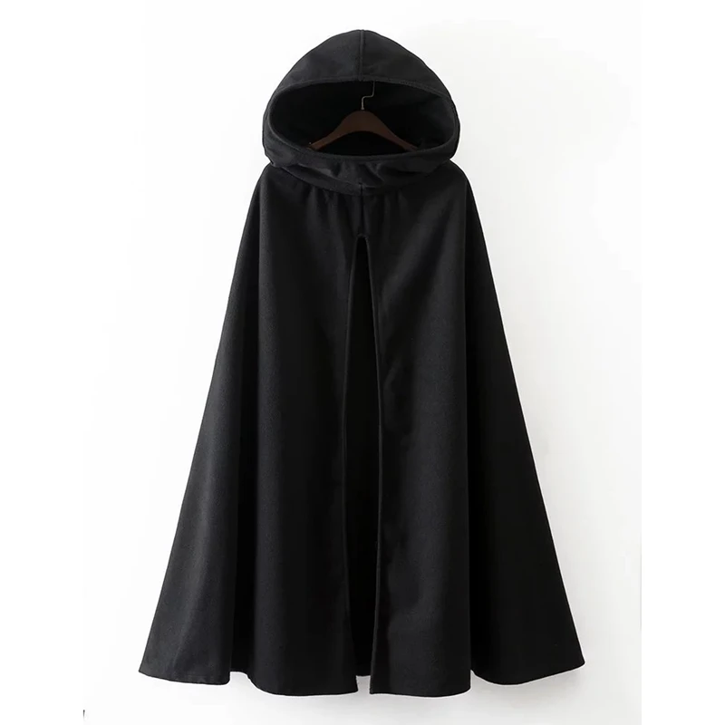 SWYIVY Casual Women Coat Winter Hooded Cloak Sleeveless Pullover Long Cape Costume Halloween Cosplay Outerwear Poncho |