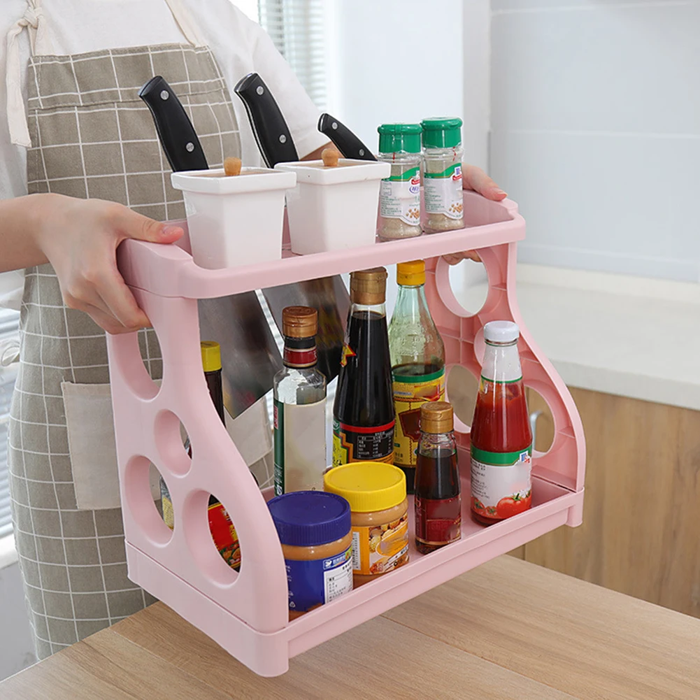 Kitchen Double Layer Spicy Spice Shelf Storage Rack Jar Bottle Organizer Holder &amp Racks New | Дом и сад