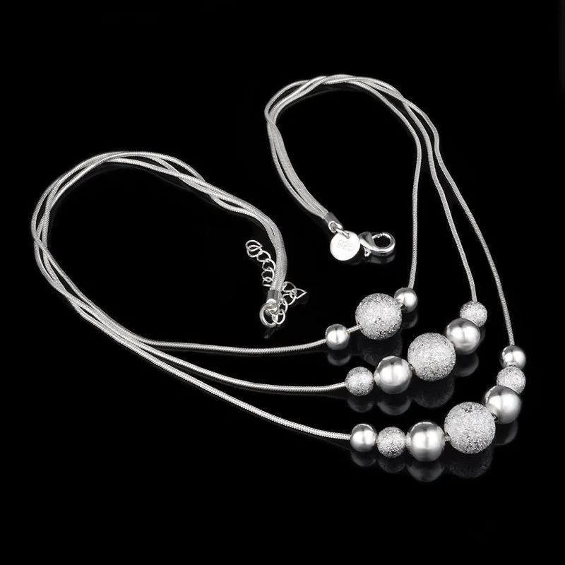 Bijoux 3 слоя бусы ожерелья и подвески звенья цепи Серебряный цвет ожерелье Женская