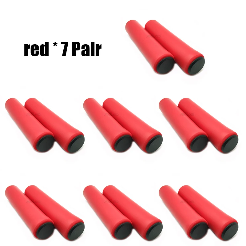 Red 7pair 7Pair/lot Bicycle Handle bar Grips Cover Outdoor MTB Mountain Bike Cycling Bicycle Silicone Anti-slip Handlebar Soft Grips - Цвет: Red 7pair