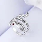 Женское кольцо-змея из серебра 925 пробы, с кристаллом в виде кобры