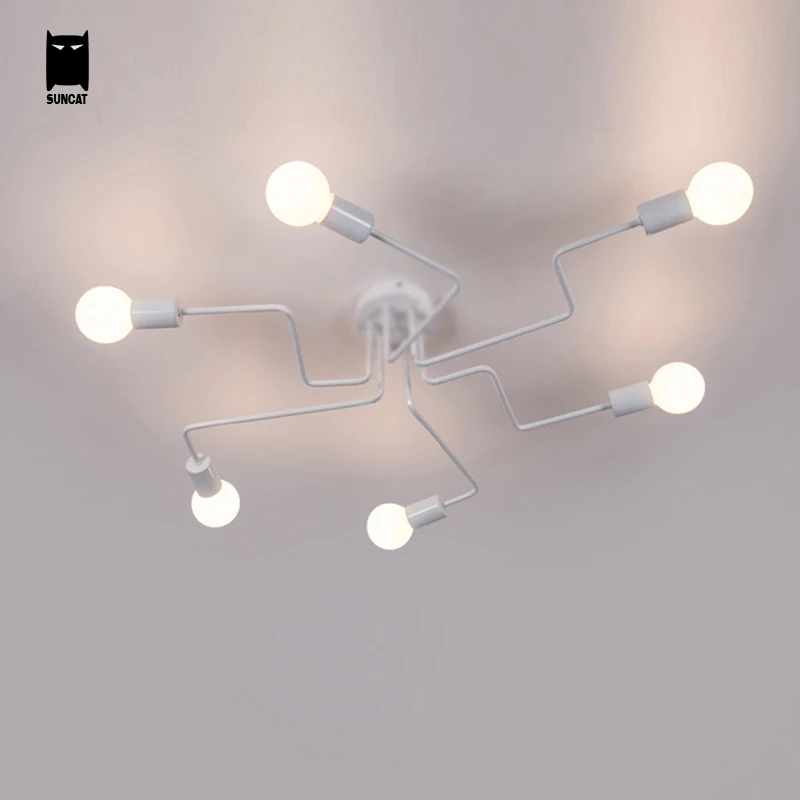 Железная труба черный белый Потолочный светильник современный Ретро