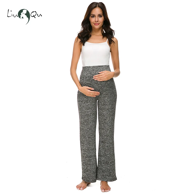 

Women's Maternity Printing Wide Straight Versatile Comfy Palazzo Lounge Pants Stretch Pregnancy Trousers Soft Maternity Pants
