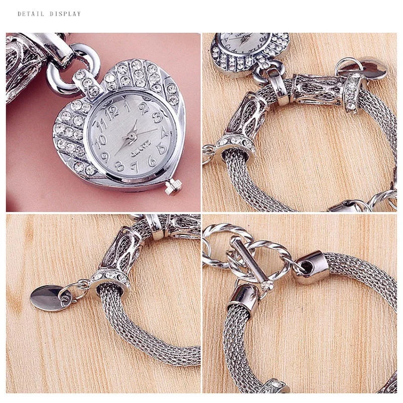 Для женщин &quotсердце любовь&quot Круглый кварцевые часы браслет|Браслеты| |