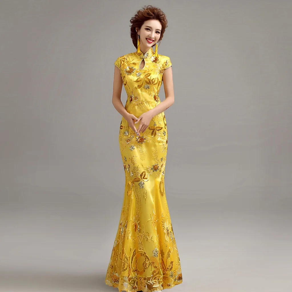Женское длинное платье Ципао традиционное китайское с вышивкой|qipao styles|dress