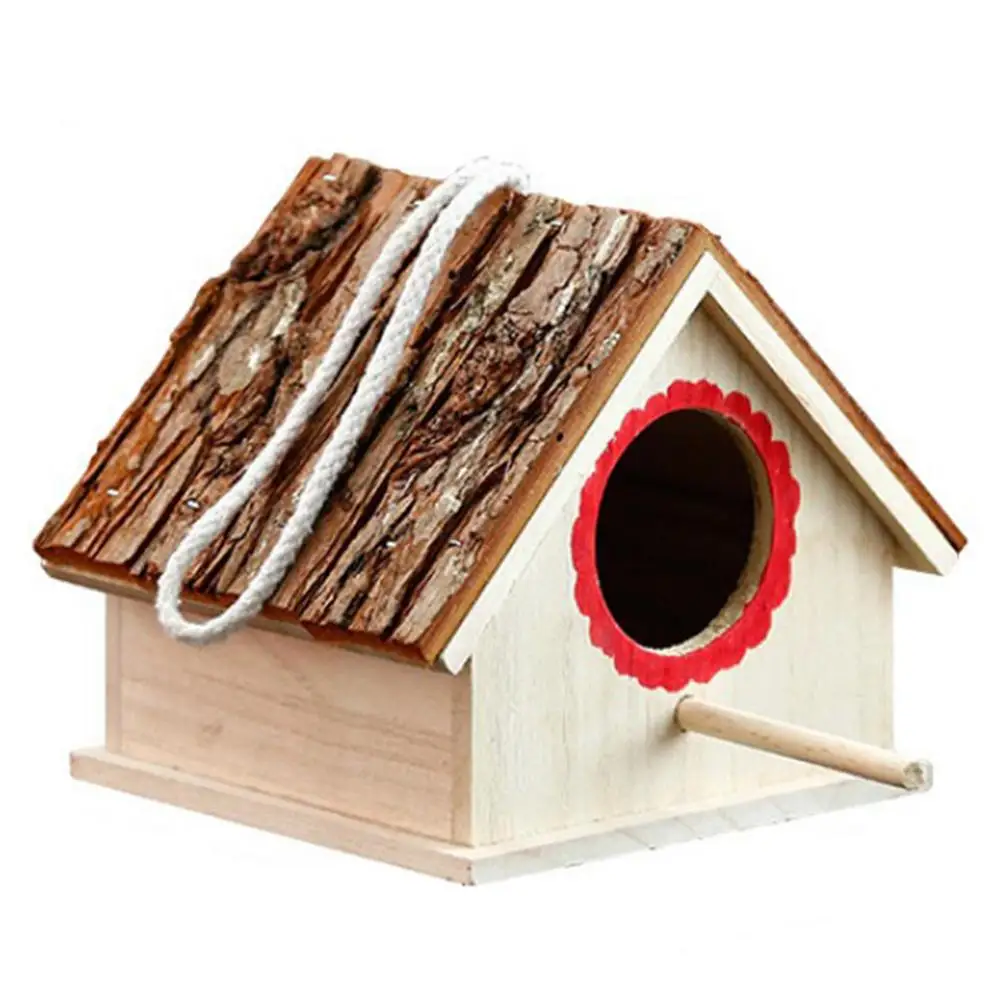 3 Designs Wooden Garden Birdhouse Wood Bird Cage Breeding Box for Outdoor Indoor Hanging Decoration - Цвет: A
