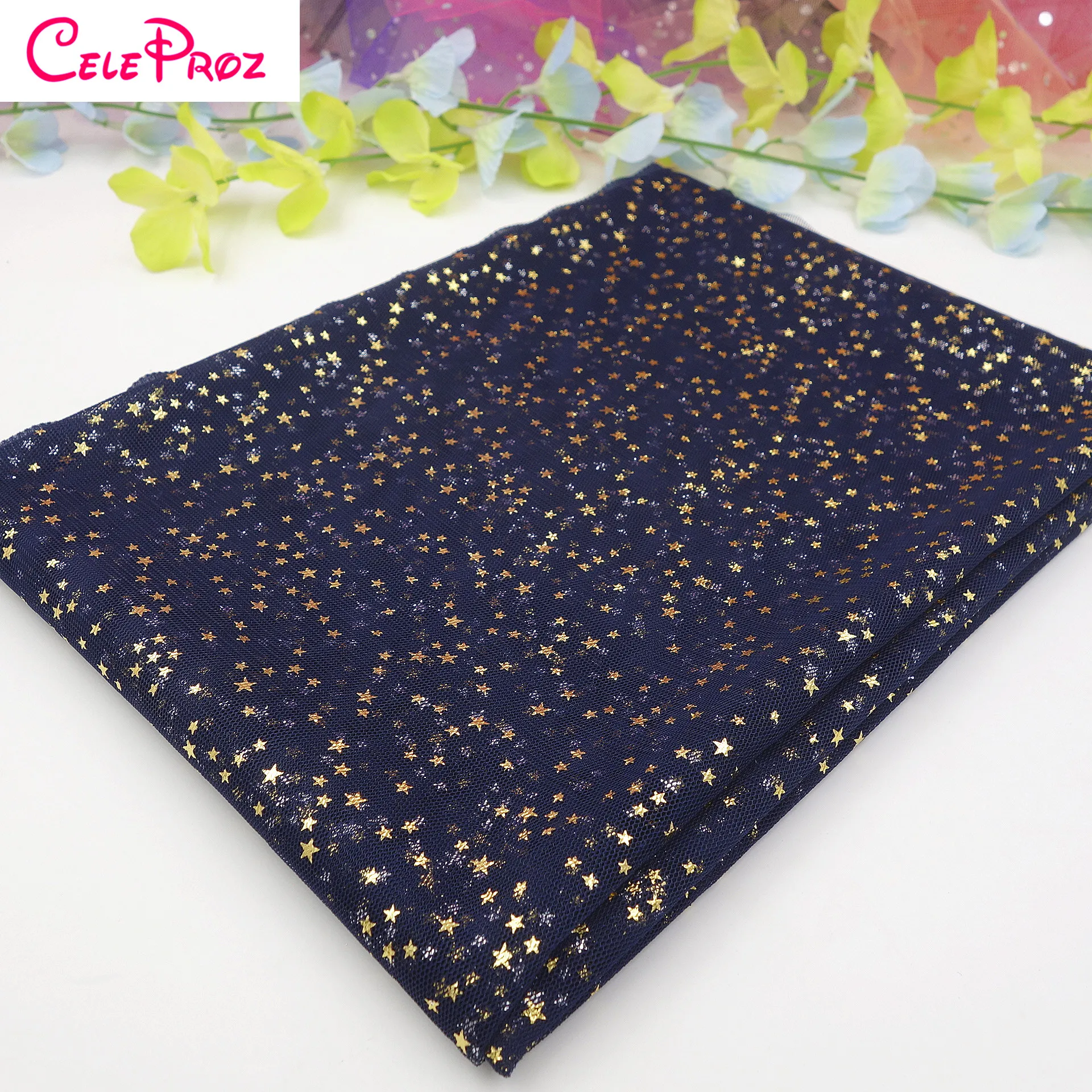 NAVY BLUE 1 м Золотая Звезда тюль ткань блестящая Звезда Тюль органза Ткань Свадьба День рождения DIY вечерние юбки-пачки фотография Фон Ткань - Цвет: NAVY BLUE