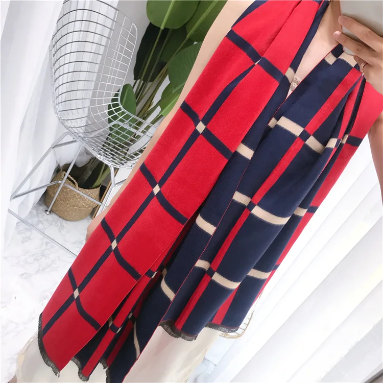 2017 Классический решетки леди Имитация кашемира шарф платок двойного назначения