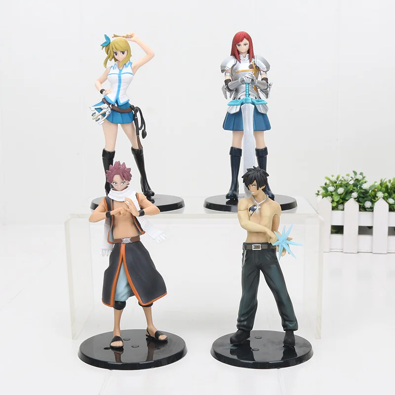 

4pcs/set Fairy Tail Etherious Natsu Dragneel Lucy Gray Erza Scarlet Action Figure Toys Doll Collection