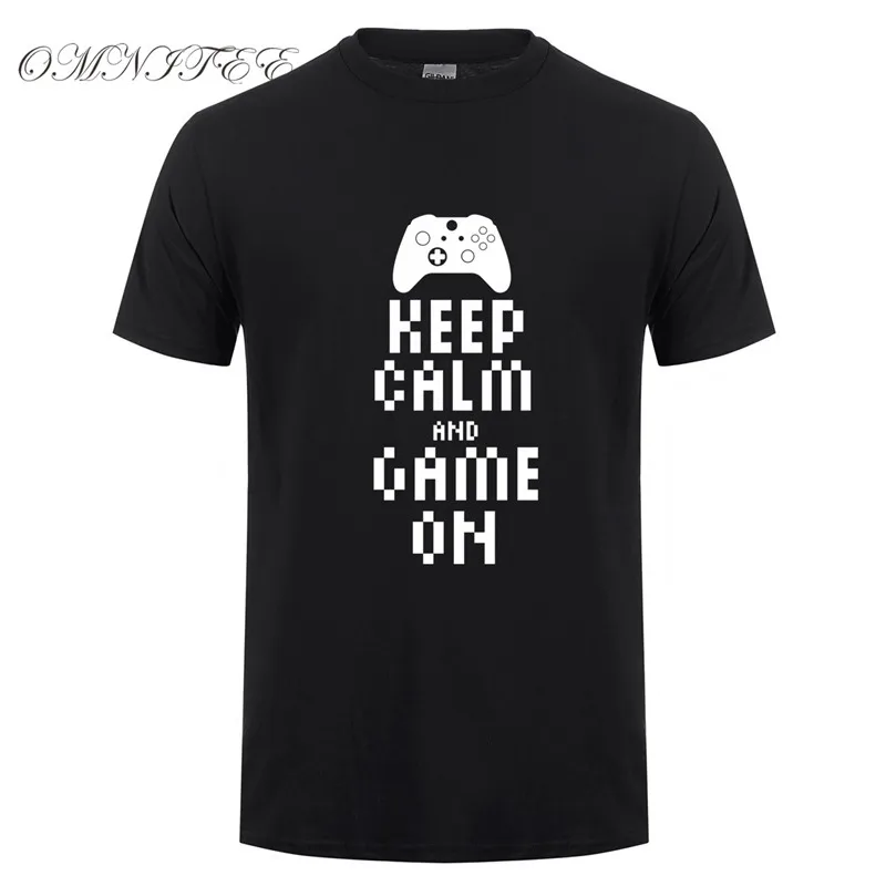 Omnitee летние Стиль с надписью Keep Calm AND игра на T рубашки мужские и футболки из хлопка