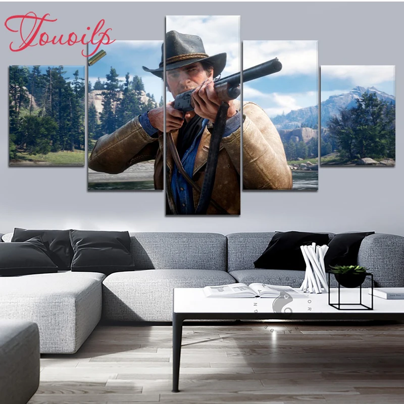 

TOUOILP 5D DIY Full Square&round 5pcs John Wayne 5d Diamond Painting Combination diamond Embroidery Mosaic Home Decor painting