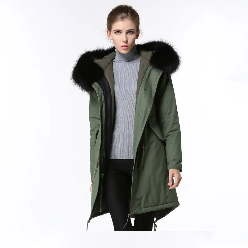 Модные весенние пальто унисекс с капюшоном из натурального хлопка мехом енота