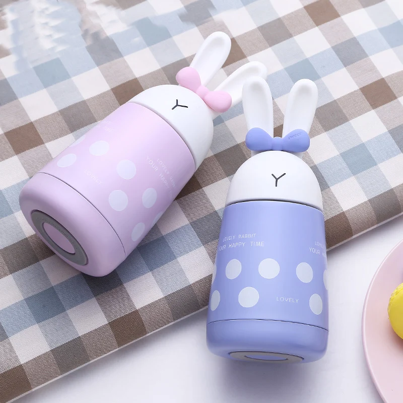 Cute Rabbit baby Feeding Cup молочный термос для девочек кружка из нержавеющей стали