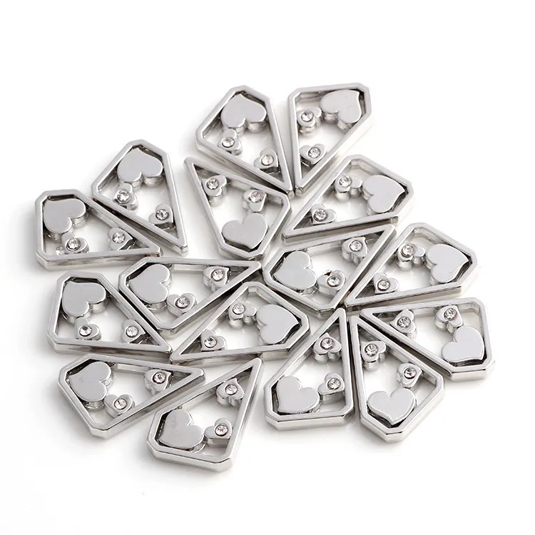 Посеребренные подвески в форме сердца с кристаллами плавучие медальонные