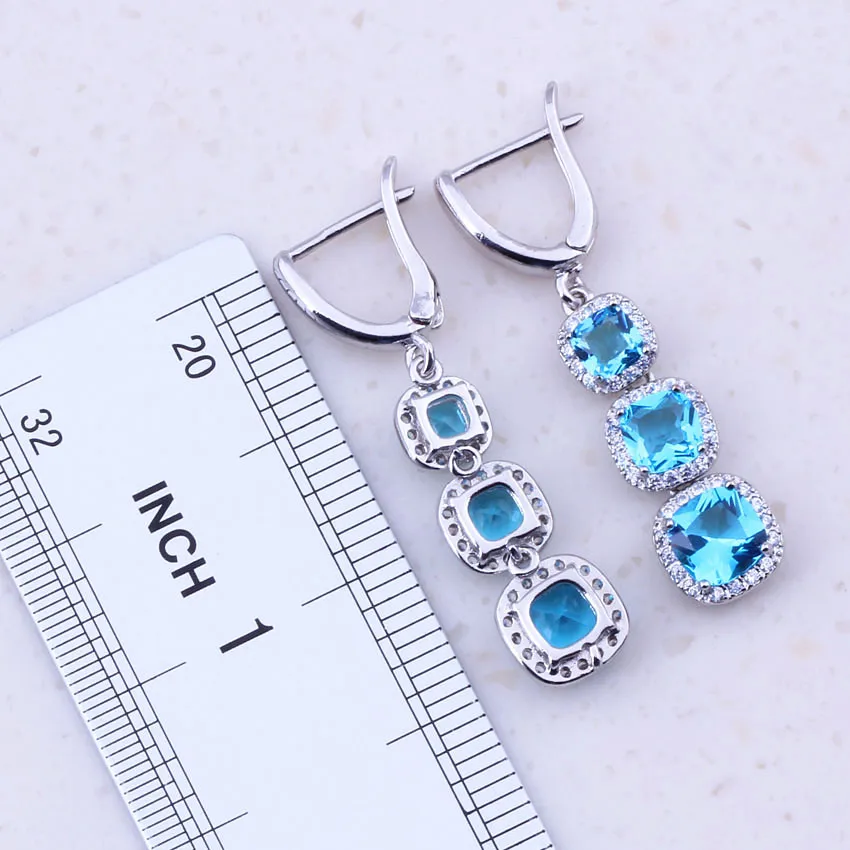 Комплект ювелирных изделий для женщин из серебра 925 пробы с небесно-синим