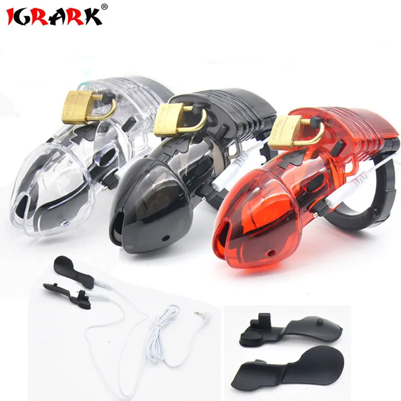 Электро шок клетка верности рукав для пениса мужское устройство регулируемое