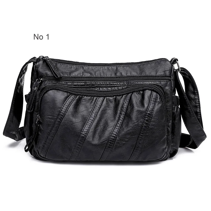 Annmouler Vintage Women Shoulder Bag Black Color Crossbody Messenger Bag Soft Pu Leather Small Bag for Ladies Brand Women Bag