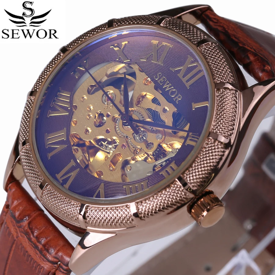 Часы скелетоны мужские фотохромные из голубого стекла автоматические|watch brand|watch