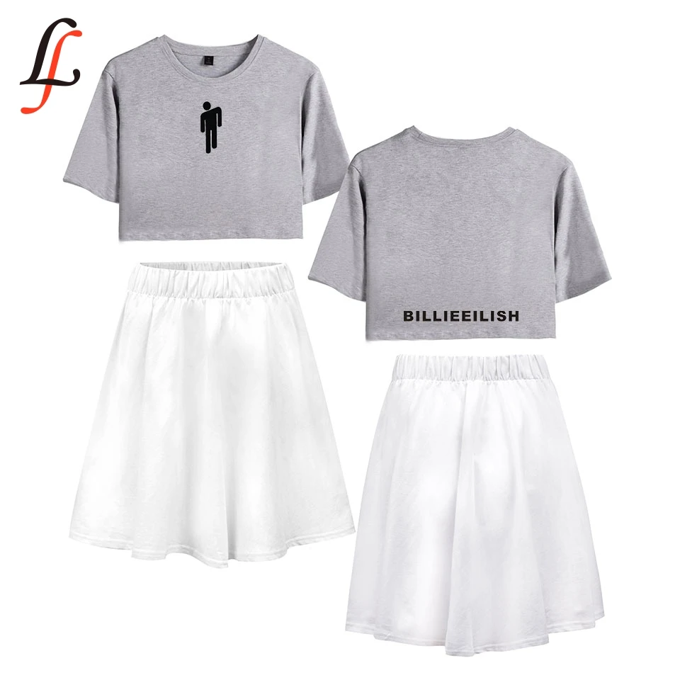 Комплект с короткой юбочкой Billie Billieeilish Харадзюку костюм футболка коротким