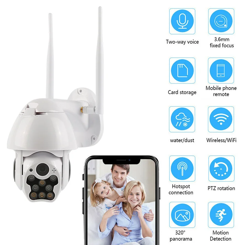 Наружная скоростная купольная IP камера 1080P PTZ беспроводная Wi Fi безопасности с