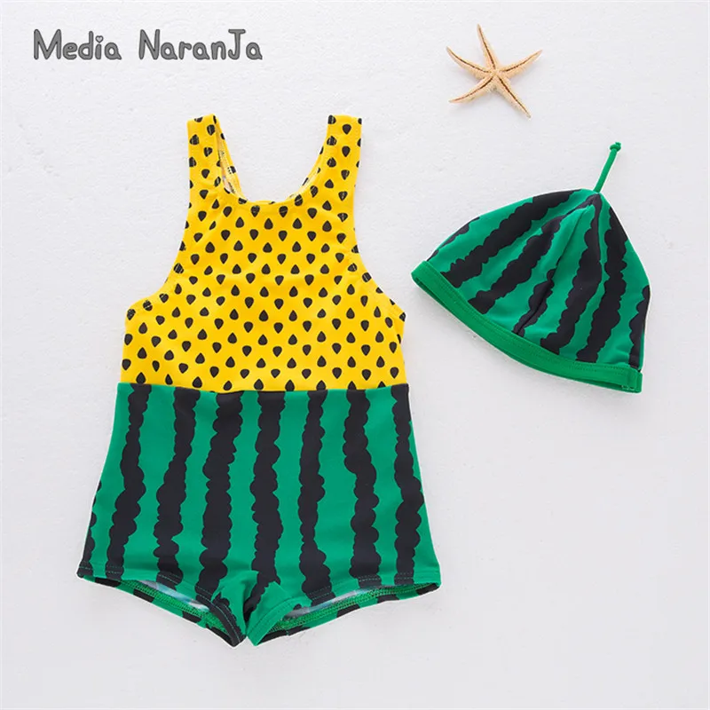 Baby boys swimsuit infant toddler kids children fashion watermelon fruit swimwear hat+clothes spa beach clothing |
