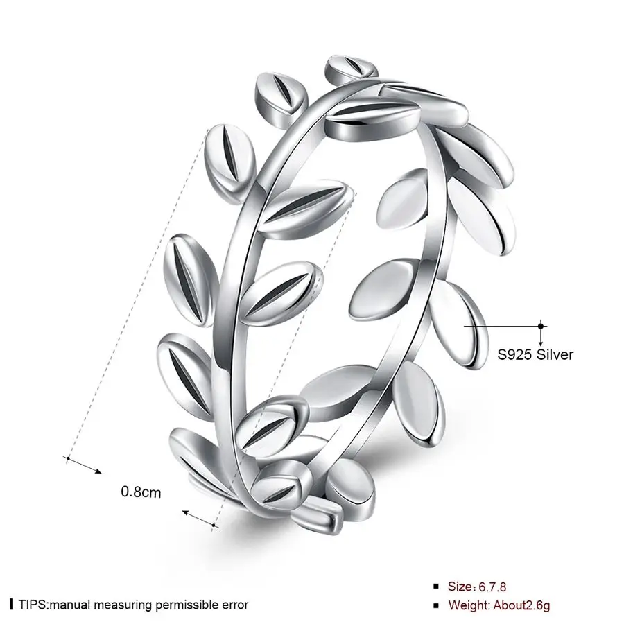 Wybeads 100% 925 стерлингового серебра Laurel wreath Кольца листья палец кольцо для Для женщин