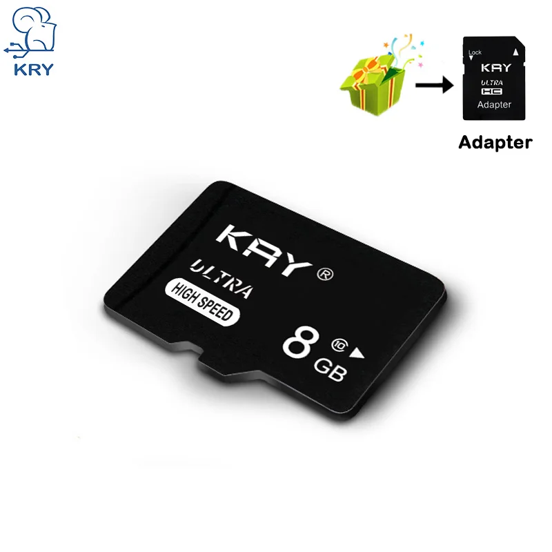 8GB With Adapter Модная sd-карта KRY, 8 ГБ, 16 ГБ, 32 ГБ, 64 ГБ, 128 ГБ, класс 10, SDHC/SDXC, высокоскоростная карта памяти для камеры, флеш-карта, TF/SD карты - Емкость: 8GB With Adapter