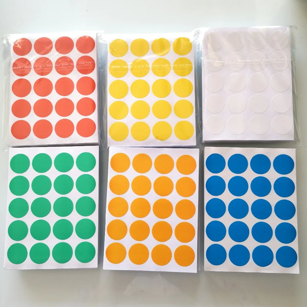 12000 pcs/lot Diameter 20mm Colorful round paper sticker, white/yellow/red/green/blue/orange, Item No.OF23