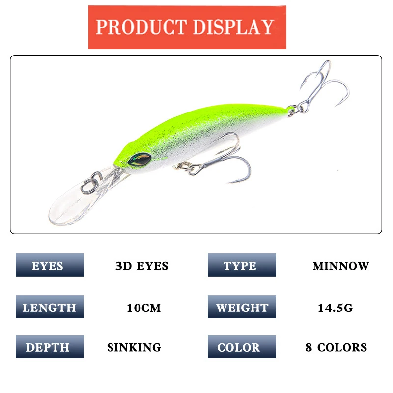 East Rain 3.94in Minnow рыболовная приманка медленно Тонущая коленчатая искусственная