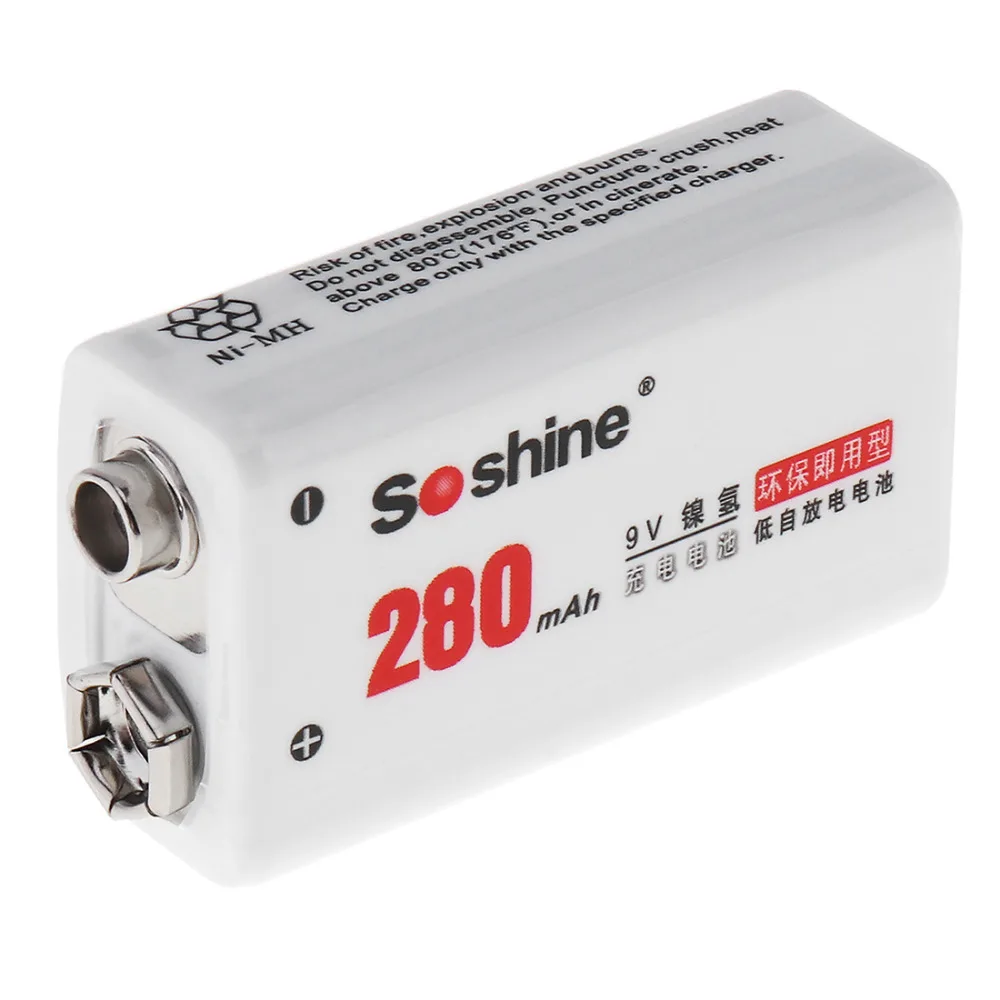 Soshine 280 мАч 9 В 6F22 аккумулятор Ni MH NiMH перезаряжаемый + коробка для хранения батарей