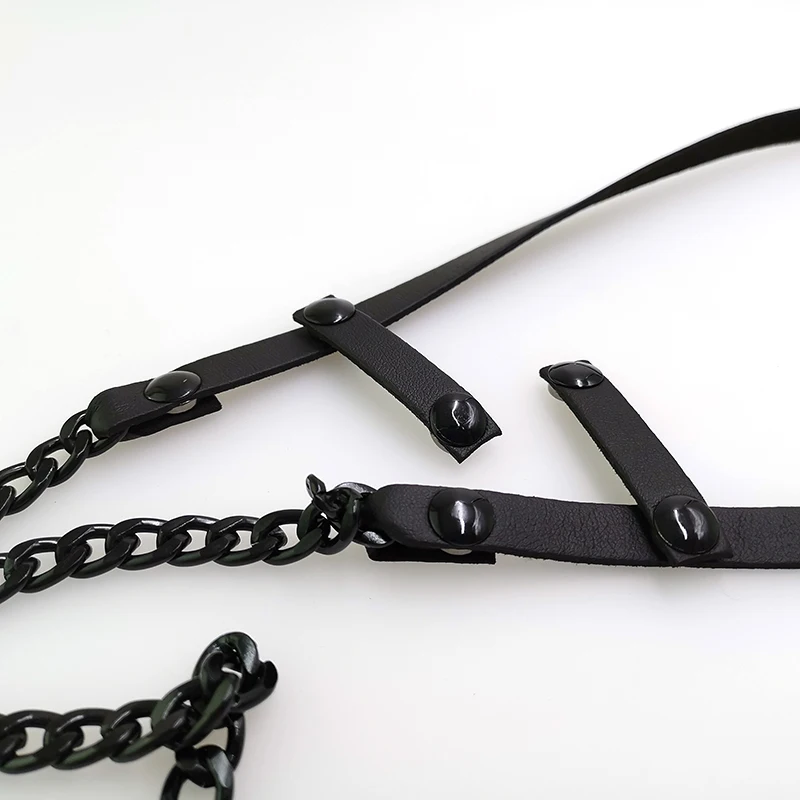 YD &amp YDBZ длинное кожаное ожерелье Женская алюминиевая цепь кулон черное Модные