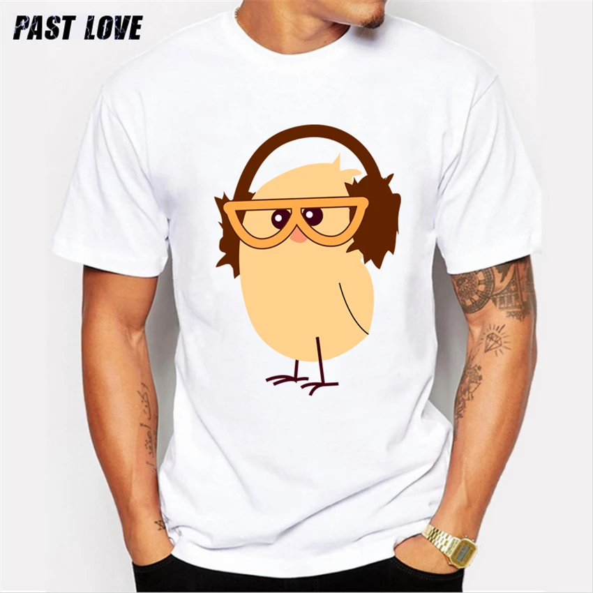 PAST LOVE Brand Summer 2017 Fashion Short Sleeve Music DJ Chick Printed Funny Hipster T-shirt Men Cool Street Wear White Tops | Мужская