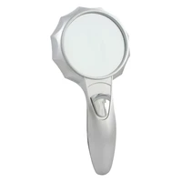 portable 4x zooming handheld illuminated magnifier pocket magnifying glass jewelry loupe optical lens tool with 6 led lights