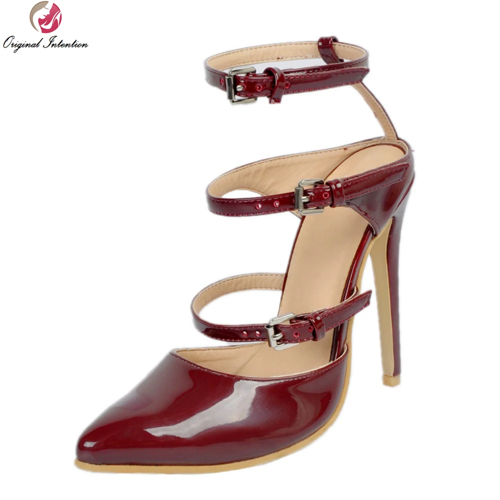 

Original Intention New Grace Women Pumps Nice Pointed Toe Thin Heels Pumps Popular Wine Red Shoes Woman Plus US Size 4-15