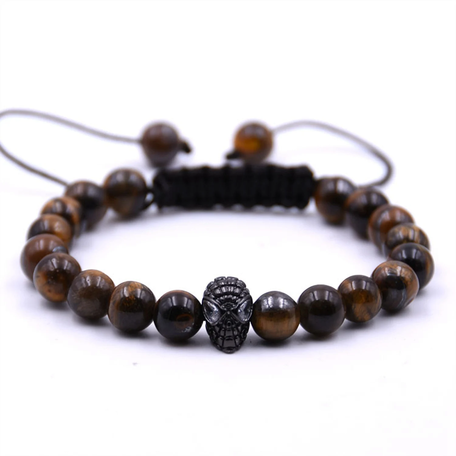 Man Fashion Women  Gift For  Beautiful Beads 8MM Howlite Black Alien Braided Bracelet