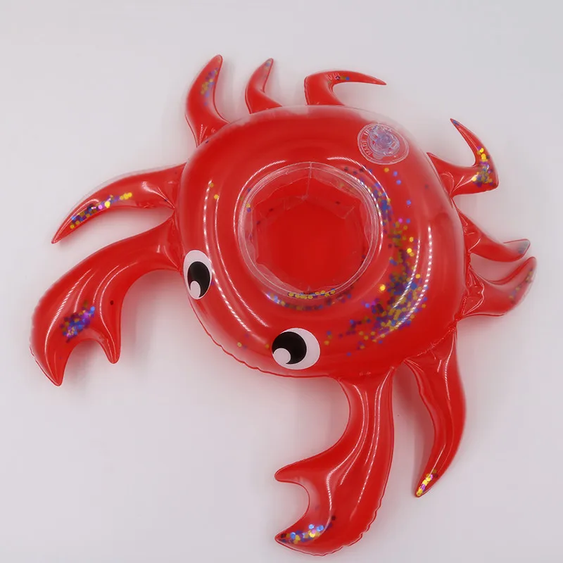 12 штук упак.! Надувные плавающие подставки для напитков в виде краба с блестками