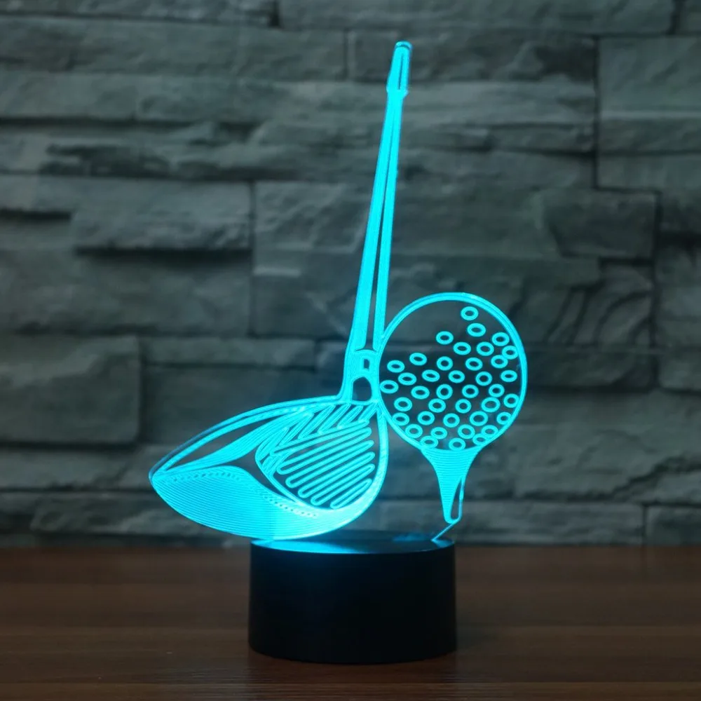 3D Led освещение для сна 7 красочный гольф клубный инструмент для крошения льда моделирование ночные светильники для гольф подарки Usb офисный Декор сенсорный выключатель, настольная лампа