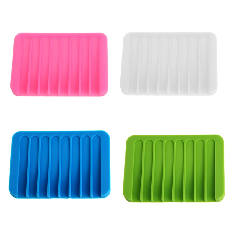 

Fashion Silicone Flexible Soap Dish Plate Bathroom Soap Holder Soap Box L15