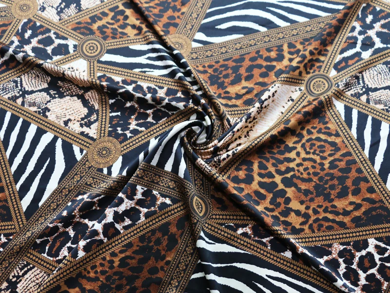Метр Африка Леопард Лоскутная Ткань креп Атлас Шармез